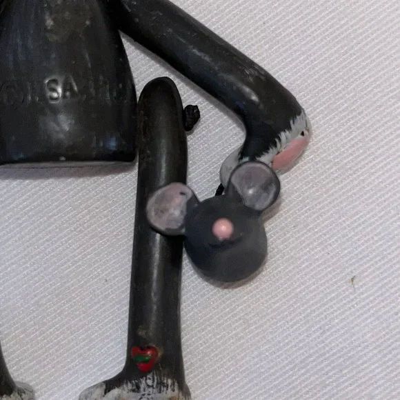 cat ornaments grey sitter dangle legs heart with mouse Set of 2 Approx 4 Inches - Picture 9 of 12